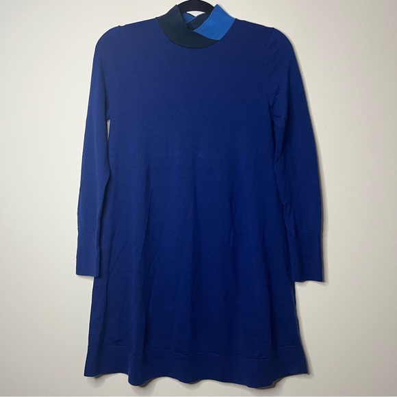 COS 100% Wool Electric Blue Longsleeve Mockneck Knit Tunic Dress - Picture 2 of 8